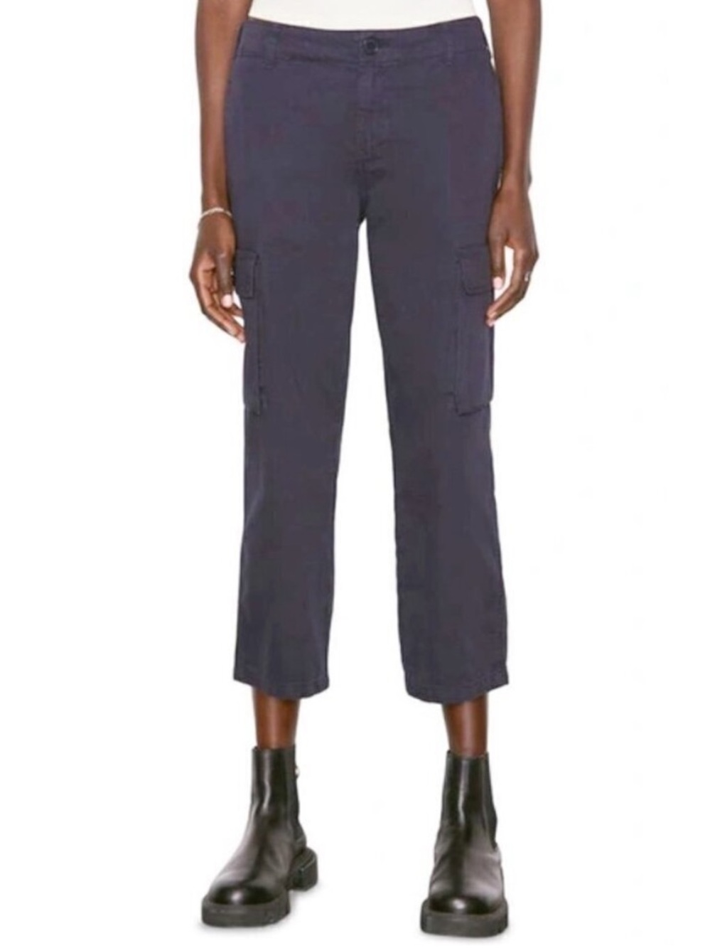 Frame Denim Relaxed Fit High Rise Straight Leg Utility Pants Academia Cropped 29